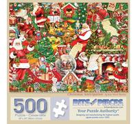 Bits and Pieces Puzzles de 500 pièces pour adultes - Anticipation de Noël - Grand puzzle de 45,7 x 61 cm - 500 pièces de collage de vacances - Père Noël et cadeaux - Pas de 2 pièces identiques