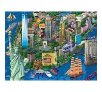 Bits et pices - 1000 pices Puzzle pour adultes - New York City View - 1000 PC Statue of Liberty Skyline Jigsaw par l'artiste Joseph Burgess
