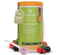 BitterLiebe 3-en-1 Complexe Intestinal - Poudre Cure Intestinale avec 9 g de Fibres Alimentaires et 6 Milliards de Bactéries - L-Glutamine, Fibre d'Acacia - Goût Baies - 480 g