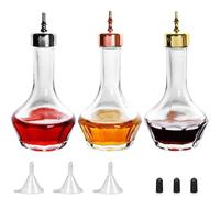 Bitters Lot de 3 bouteilles en verre pour tableau de bord avec bouchon Dasher 48,2 g Outil de bar professionnel pour cocktail Idéal pour barman bar à domicile
