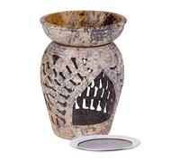 Bitto Brûle-encens et Lampe odorante AMPHORE Duo Softstone - Tamis en Acier INOX et coupelle en Softstone, H: 13 cm, Ø 9 cm