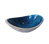 Bitto Coupelle à encens Encensoir JALINA Bleu avec des Motifs Paisley en Aluminium Ovale, 14,5 x 12 x 5 cm