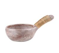 Bitto Encensoir Bol d'encens ATUM en Terre Cuite en Blanc de Chaux avec Une poignée en Raphia, L: 19 cm, H: 5,5 cm, Ø 11 cm
