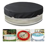 Bitubi Bâche de piscine ronde, housse solaire pour piscines hors sol, mise à niveau avec câble métallique et treuil pour augmenter la stabilité, housse imperméable à l'eau et à la poussière (1,8 m, noir)
