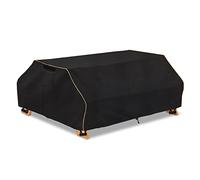 Bitubi Housse de table de pique-nique imperméable de 243 cm avec housses de banc, noir classique, résistante au vent, à la poussière, aux UV, housse d'extérieur de 243 cm pour table de pique-nique