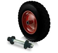 BITUXX® Roue de rechange pour brouette 400 x 90 cm, 40 cm, en polyuréthane, 4,80/4,00-8 avec axe à roulement à aiguilles (Noir)