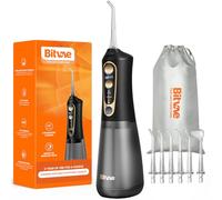 Bitvae Hydropulseur dentaire sans fil pour voyage avec 6 embouts de jet, 3 modes, 5 intensités, étanche IPX7, portable et rechargeable, noir