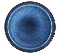BITZ Assiette, assiette à gâteau, assiette à dessert en grès, 21 cm de diamètre, noir/bleu foncé