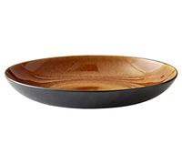 BITZ Coupe, coupe à fruits/saladier en grès, 40 cm de diamètre, lavable au lave-vaisselle, noir/ambre