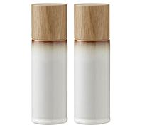 BITZ Moulin à sel et à poivre, 2 moulins à épices en faïence (moulin à sel + moulin à poivre), lot de 2, hauteur 16,7 cm, couleur crème