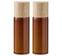BITZ Moulin à sel et à poivre, 2 moulins à épices en faïence (moulin à sel + moulin à poivre), set de 2, hauteur 16,7 cm, couleur ambre