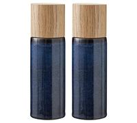 BITZ Moulin à sel et à poivre, 2 moulins à épices en faïence (moulin à sel + moulin à poivre), set de 2, hauteur 16,7 cm, bleu