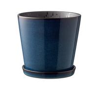 Bitz Pot avec soucoupe Bitz Ø14 cm Bleu foncé-noir