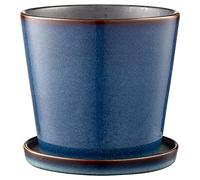 BITZ Pot de Fleur avec Soucoupe Dia. 14 cm Bleu foncé/Noir