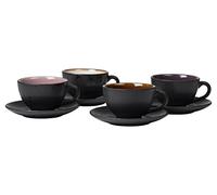 BITZ Tasse avec soucoupe Dia. 10 x 6 cm 24 cl 4 pcs Assortiment