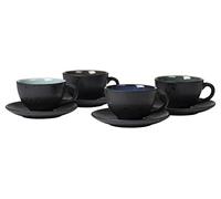 Bitz Tasse avec soucoupe GASTRO en grès Ø 10 x 6 cm 24 cl Assortiment 4 pièces