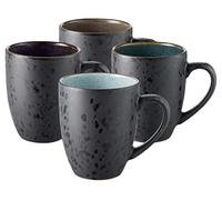 BITZ Tasses à café, tasses en grès, tasses à café avec anse, en set (4 pièces), bicolore, 30 cl