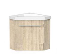 Biubiubath Meuble de Salle de Bain d'angle Gain de Place - Lave Main - Bois Clair - 40x40 cm