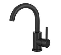 Biubiubath Mitigeur Salle de Bain/Cuisine en Acier Inoxydable Noir, Pivotant à 360°, Eau Chaude/Froide, Facile à Installer, pour Salle de Bain, Lavabo, Petite Cuisine, Camping-car