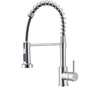 Biubiubath Robinet Cuisine en Acier Inoxydable (Couleur : Chromé) Économe en Eau, Mitigeur Évier à Arc Élevé avec Douchette Extensible 360° Pivotant, 2 Modes de Pulvérisation