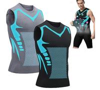 BIUBIULOVE Gilet De Mise en Forme Ionique Nouvelle Version 2023,Gilet De Mise en Forme Ionique,Chemise De Compression pour Hommes, Gilet Amincissant Modelant Le Corps (Gris + Noir,XL)