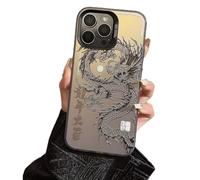 BIUBIULOVE Lucky Dragon Coque De Téléphone pour IPhone, Coque De Protection Antichoc, Coque De Protection Intégrale Antichoc, Dos Rigide Anti-Rayures en PC (15,Argent Noir)