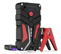 BIUBLE Booster Batterie Voiture 4000A, 12800mAh Démarreur de Voiture(Jusqu'à 7.0L Essence ou 5.5L Gazole), 12V Jump Starter avec Pinces de Sûreté Intelligentes, Lampe à LED, Marteau de Sécurité