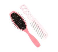 BIUDECO 1 ensemble Set de Brosse à Cheveux Démêlante et Peigne Acier Outils de Coiffure pour Cheveux Bouclés et Crépus Brosse à Coussin Rose Peigne Métallique