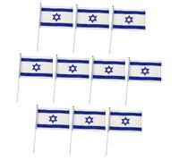 BIUDECO 10 pièces Drapeaux Israël à Main Polyester Léger Résistant Décoloration Décoration Fêtes Sportives et Célébrations