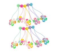 BIUDECO 10 Pièces Flower Hair Ties For Little Cartoon Ponytail Bands With Beads Soft Elastic Hair Ropes For Everyday Use