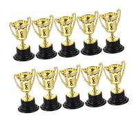 BIUDECO 10 pièces Lot de Petites Coupes Plastique Doré pour Récompenses Garçon Fille Trophées Durables pour École et Compétitions Prix Honorifiques avec Base Réutilisable
