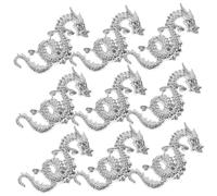BIUDECO 10 pièces Nail Charms Petits Dragon Métal Argenté Décorations Ongles Brillantes pour Manucure Stylée et Accessoires Nail Art Femmes