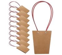 BIUDECO 10 pièces Pochette à Fleurs Papier Kraft Imperméable avec Poignée Format Moyen Lot de Pliables et Durables pour Bouquets Résistants et Pratiques pour Occasions Festives
