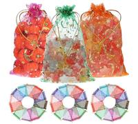 BIUDECO 100 pièces Lot de Sachets Organza Étoiles Lune Multicolores avec Cordon de Serrage pour Bonbons Cadeaux Mariage Anniversaire Fêtes