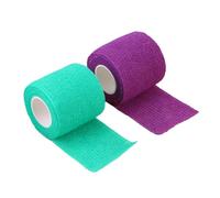 BIUDECO 12 pièces Bandage Auto-adhésif Élastique Non Tissé Rouleaux Flexibles Respirants pour Animaux Enveloppe Cohésive Bleu-vert Lavande Maintien Compressif sans Irritation