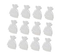 BIUDECO 12 pièces Pochette à Cordon Dentelle Motif Étoiles Blancs Pochette de Rangement Bijoux et Élégante Sachets Fête et Surprise 12pcs/paquet