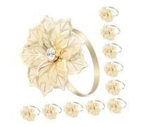 BIUDECO 18 Pcs Anneaux de Serviette Doré avec Motif Fleur pour Serviettes Élégants Réutilisables Décoration Romantique pour Dîner Saint Valentin Restaurants et Réunions à