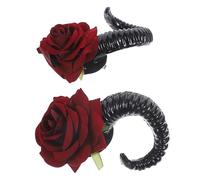 BIUDECO 1paire Pince à Cheveux Gothique Avec Corne Rose Accessoire Élégant Pour Halloween Et Cosplay Pour Créer Une Atmosphère Romantique Et Saisissante