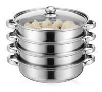 BIUDECO 1pièce Cuiseur Vapor Inox Acier Inoxydable Multifonction avec Couvercle Marmite Vapeur pour Cuisson à Induction et Préparation de Soupe Maison