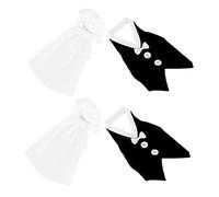 BIUDECO 2 Ensembles Housses pour Bouteille de Vin Mariage Décorations Élégantes Robe de Mariée et Costume Marié Accessoires pour Centre de Table Noces et Fiançailles