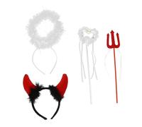 BIUDECO 2 Ensembles Set de Bandeaux avec Plumes et Baguettes Cosplay Ange et Démon Accessoires de Déguisement pour Fêtes et Performances