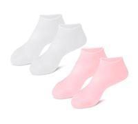 BIUDECO 2 paires Chaussettes Hydratantes Anti-dessèchement pour Talons Secs et Craquelés Protection Nourrissante pour Femmes Soin Exfoliant et Adoucissant Blanc et Rose