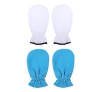 BIUDECO 2 Paires de Mitaines de Paraffine Réutilisables pour Gommage des Mains Accessoire de Kérothérapie Ultra Doux et Portable Lot Bleu Blanc Unique Femme Soin et Nettoyage des Mains