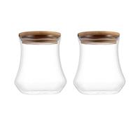 BIUDECO 2 pièces Bocaux Verre avec Couvercle Bois Lot de Pots Transparents pour Bonbons Thé et Stockage Alimentaire Bocaux de Conservation Chic et Uniques pour Cuisine