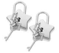 BIUDECO 2 pièces Cadenas Étoile pour Journal Intime et DIY Petit Cadenas Décoratif avec Clés Cadeau Femme Motif Pentagramme pour Boîte à Main et Porte-documents