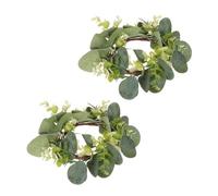 BIUDECO 2 Pièces Décoration de Table Feuillage Artificiel Eucalyptus Guirlande de Bougie pour et Événements Ornement de Bureau Porte