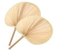 BIUDECO 2 Pièces Eventail à Main Vintage de Bananier Tissé Ventilateur Naturel pour Décoration et Usage Extérieur Lot de Large