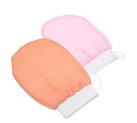 BIUDECO 2 pièces Gants Exfoliants pour Corps Fibres Synthétiques pour Élimination des Peaux Mortes et Stimulation Circulation Sanguine Adaptés Filles et Peau Sensible Rose et Orange
