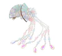 BIUDECO 2 Pièces Japanese Style Tassel Hair Clips Hanfu Side Clip Accessories With Floral Fan Design Lightweight Non-slip Hairpins For Women And Children Traditional Cosplay And Wedding