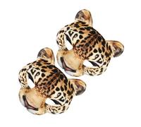 BIUDECO 2 Pièces Lot de Masques Léopard Jaune Elastique Demi-masque Cosplay pour Halloween Carnaval Fête Déguisement Adulte